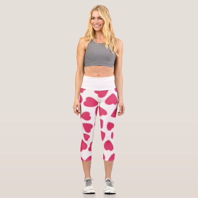 Weiches Rotes Herz Capri Leggings (Vorderseite)