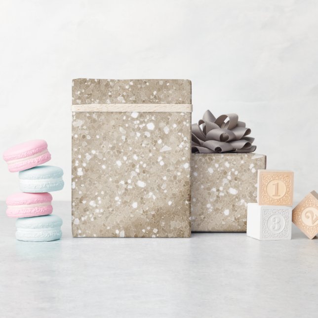 Weiches Sand Beige Creme Glitter Muster Geschenkpapier (Babyparty)
