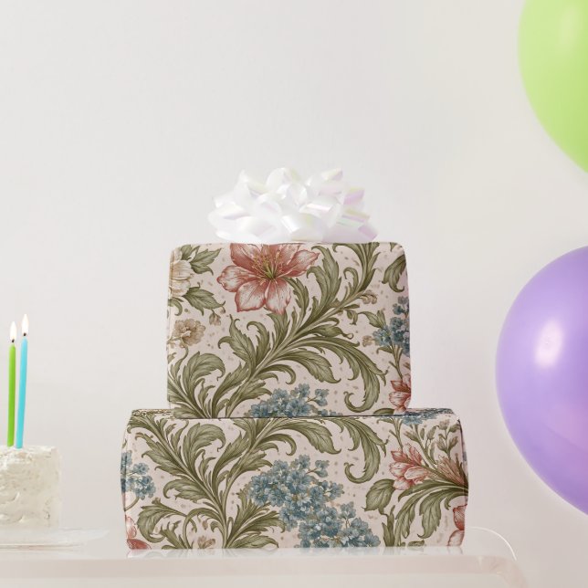 Weiches Scrollwork-Garten-Blumenmuster Geschenkpapier (Partygeschenke)