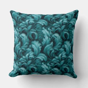 Weiches Teal Türkis Florales Elegantes Komfort Kissen