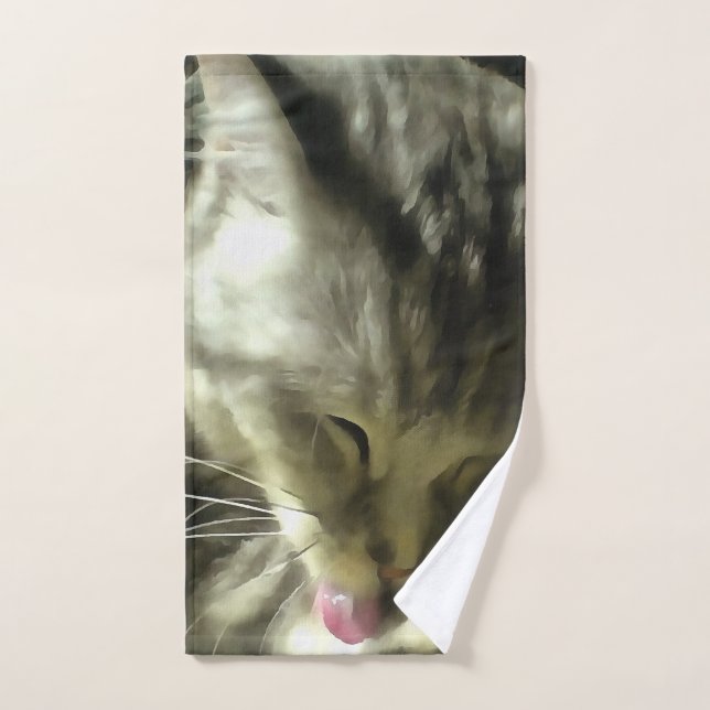 Weiches und sanftes Fell und Purr einer grauen Kat Handtuch (Handtuch)