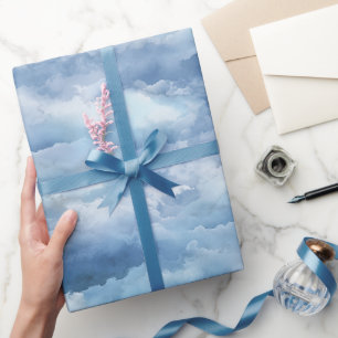 Weiches Wasserfarben-Blauer-Nebel-Himmel-Abstrakte Geschenkpapier