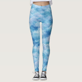 Weiches Wasserfarben-Blauer-Nebel-Himmel-Abstrakte Leggings