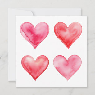 Weiches Wasserfarben-Rosa-Rot-Herz Valentinstag Ho Karte