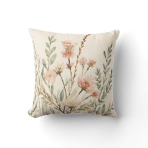 Weiches Wasserfarbene Botanische Blumenkissen