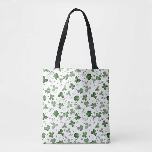 Weiches Watercolor-Kleeblatt-Muster Tasche (Vorderseite)