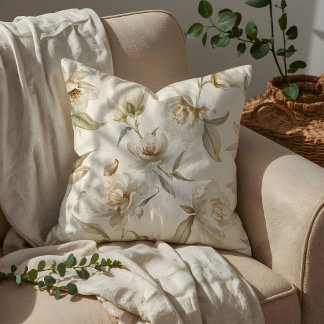 Weiches weißes Kamelien-Blumenmuster Kissen