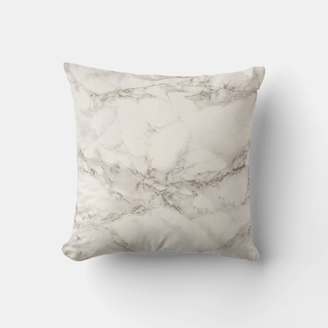 Weiches weißes Marmormuster Kissen (Vorderseite)