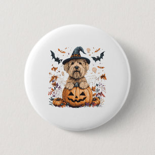Weiches Wheaten Terrier Pumpkin Halloween als Button