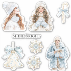 Weiches Winterblau Weihnachten Aufkleber