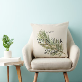 Weiches Winterlicht mit Kiefernzweig Kissen