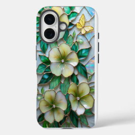Weichgelb und grün gestanztes Glas iPhone 16 Hülle