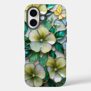 Weichgelb und grün gestanztes Glas iPhone 16 Hülle