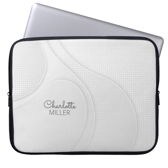 Weichgrau Abstrakte Waves Muster mit Individuelle  Laptopschutzhülle (Vorderseite)