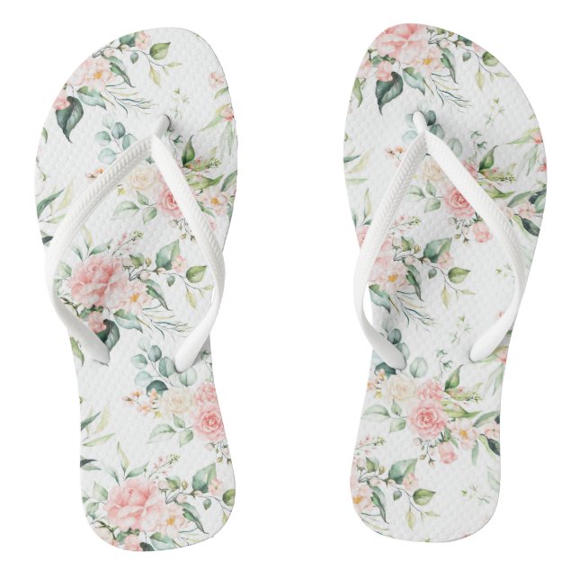 Weichpastellmuster in Rosa Rose Blume Flip Flops (Fußbett)
