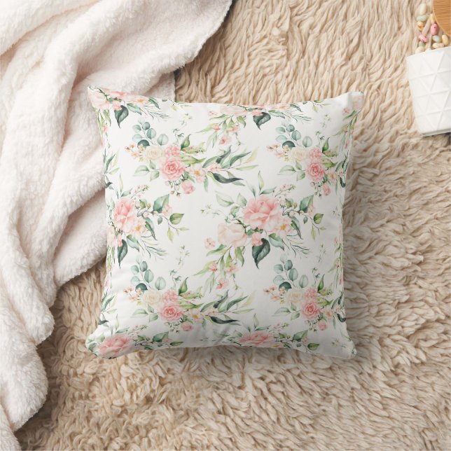 Weichpastellmuster in Rosa Rose Blume Kissen (Decke)
