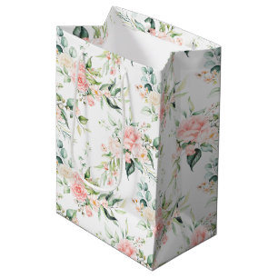 Weichpastellmuster in Rosa Rose Blume Mittlere Geschenktüte