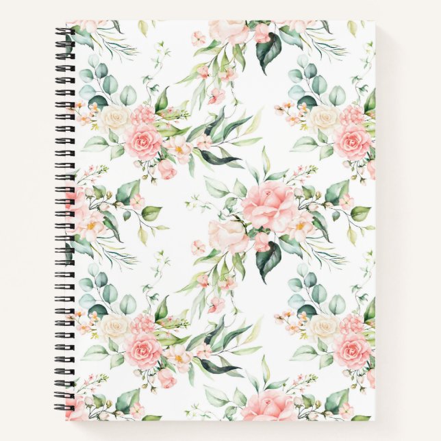 Weichpastellmuster in Rosa Rose Blume Notizbuch (Vorderseite)