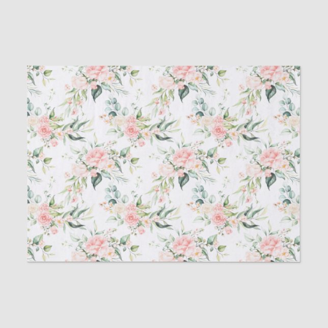 Weichpastellmuster in Rosa Rose Blume Seidenpapier (Vorderseite)