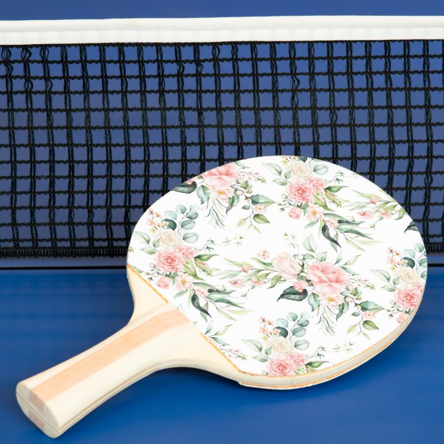 Weichpastellmuster in Rosa Rose Blume Tischtennis Schläger (InSitu)