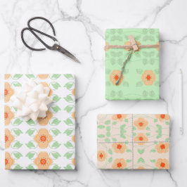 Weichpfirsichfloral Geschenkpapier Set