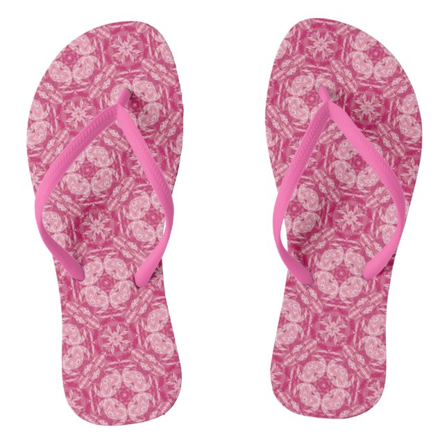 Weichrosa Abstraktes Blumenmuster Flip Flops (Fußbett)
