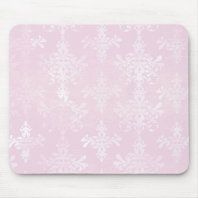 Weichrosa-bedrücktes Damastmuster Mousepad (Vorne)