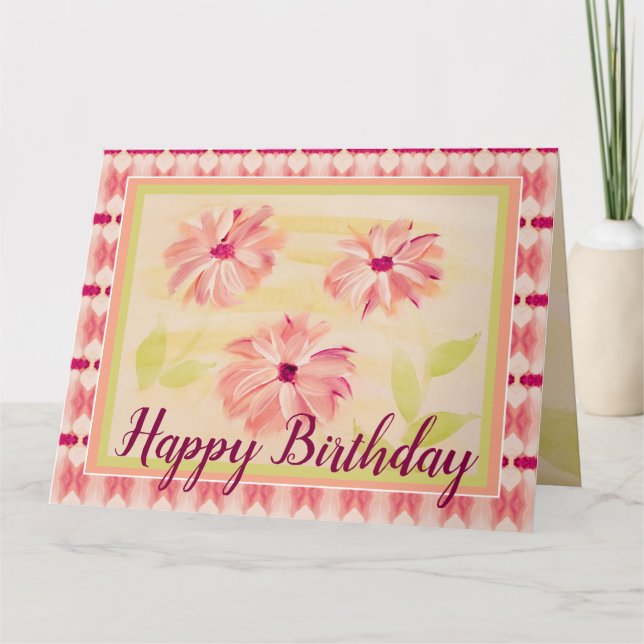 Weichrosa Floral Karte (Vorderseite)