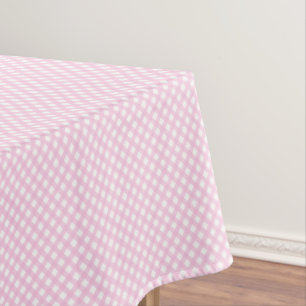 Weichrosa Gingham-Muster Tischdecke