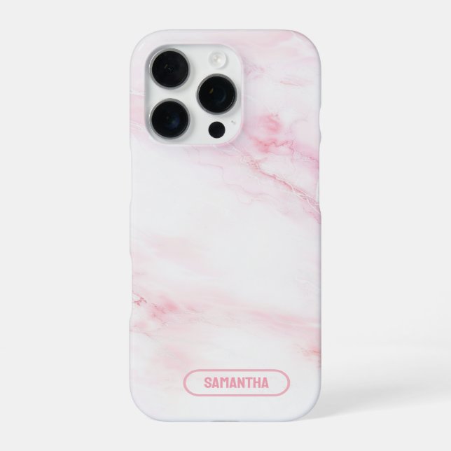 Weichrosa Marmorstruktur iPhone 16 Pro Hülle (Rückseite)