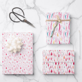 Weichrosa Muster Geschenkpapier Set
