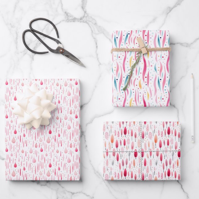 Weichrosa Muster Geschenkpapier Set (Vorderseite)