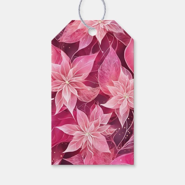 Weichrosa Poinsettia Geschenkanhänger (Vorderseite)