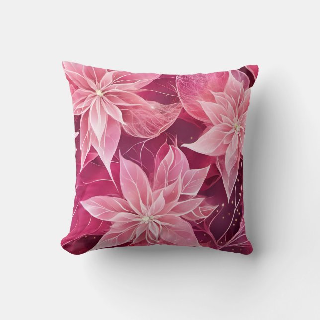 Weichrosa Poinsettia Kissen (Vorderseite)