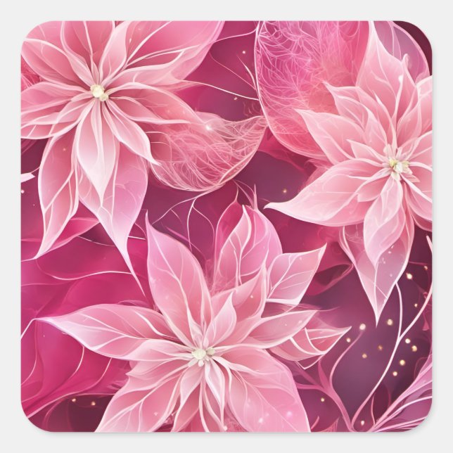 Weichrosa Poinsettia Quadratischer Aufkleber (Vorderseite)