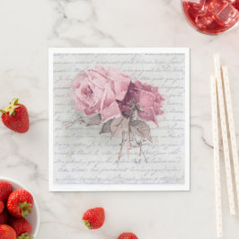 Weichrosa Rose auf benutzerdefiniertem Papier Serviette