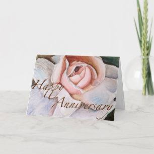 Weichrosa Rose in Watercolor Jubiläumskarte Karte
