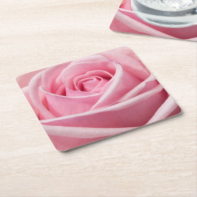 Weichrosa Rose Rechteckiger Pappuntersetzer (angewinkelt)