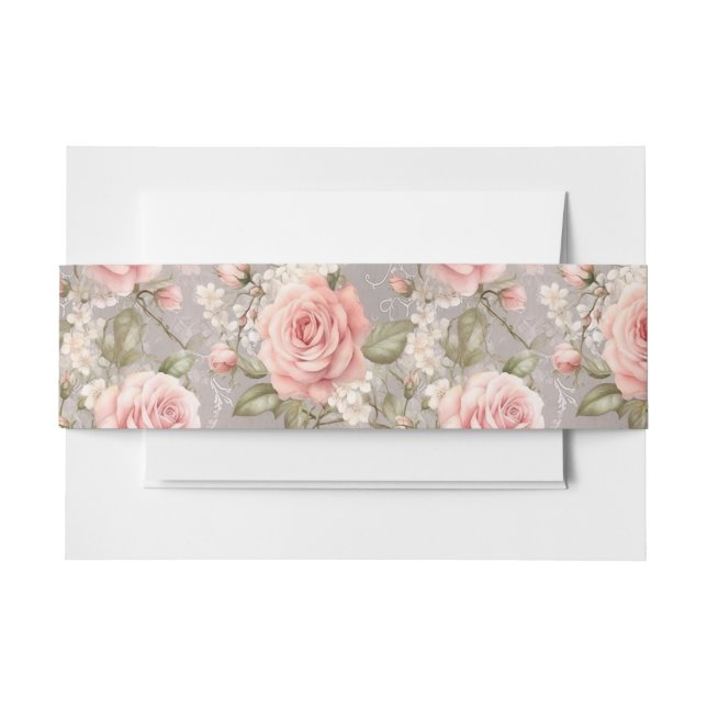 Weichrosa Rosen Einladungsbanderole (Vorderseite Beispiel)
