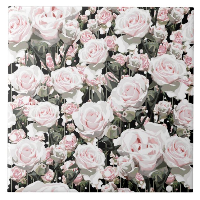 Weichrosa Rosen Fliese (Vorderseite)