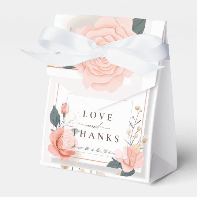 Weichrosa Rosen Geschenkschachtel (Vorderseite)