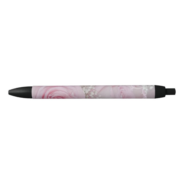 Weichrosa Rosen und Gipskraut Kugelschreiber (Vorderseite)