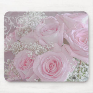 Weichrosa Rosen und Gipskraut Mousepad