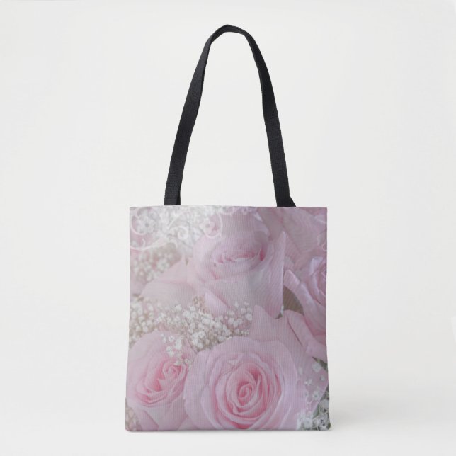Weichrosa Rosen und Gipskraut Tasche (Vorderseite)