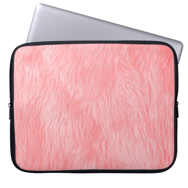 Weichrosa Wolle Fur Textur Laptopschutzhülle (Vorderseite)