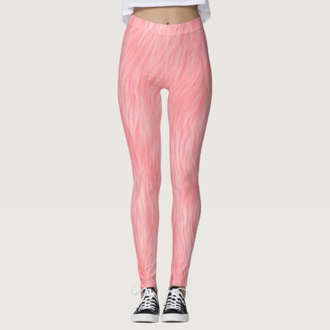 Weichrosa Wolle Fur Textur Leggings (Vorderseite)