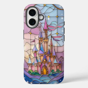 Weichteil verkleidete Glasburg Szene in Pastel Hue iPhone 16 Hülle