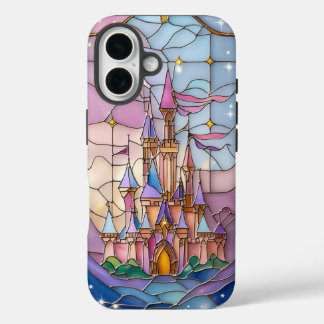 Weichteil verkleidete Glasburg Szene in Pastel Hue iPhone 16 Hülle