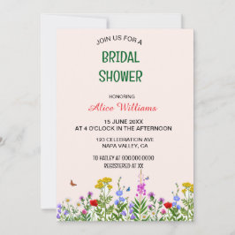 Weichteil-Wildblume-Rahmen-Brautparty Einladung