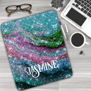 Weichteilblauer lila Glitzer Monogramm Mousepad